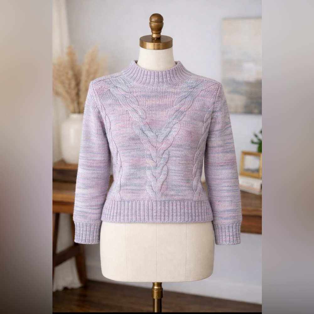 Maeve by Anthropologie Multicolor Cable Knit Turtleneck Sweater